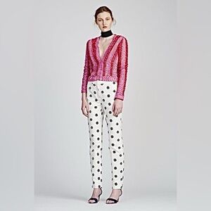 Monique Lhuillier Polka Dot Straight Leg Trousers